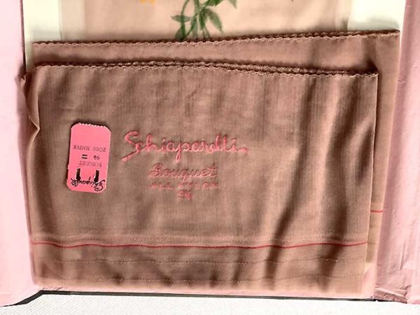 Schiaparelli Bouquet Flower Artwork Vintage Nylonstrümpfe US 9,5