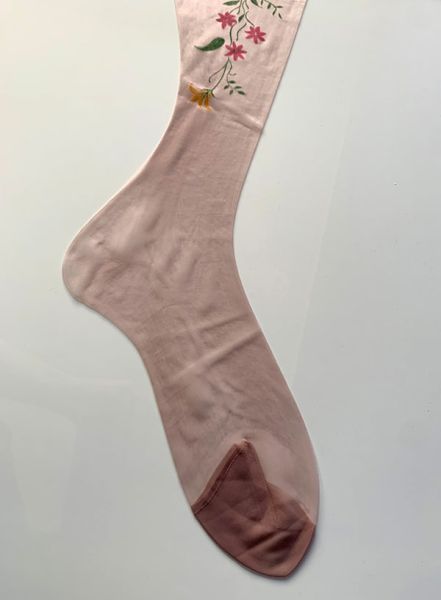 Schiaparelli Bouquet Flower Artwork Vintage Nylonstrümpfe US 9,5