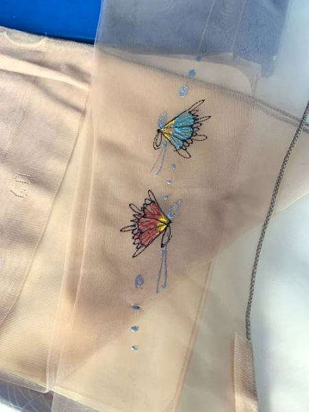 Veitel handbemalte Schmetterlinge Vintage Nylonstrümpfe US 10,5 M