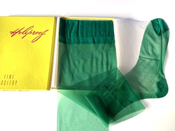 Holeproof Vintage Nylonstrümpfe Grüne Nylons US 10,5 Medium