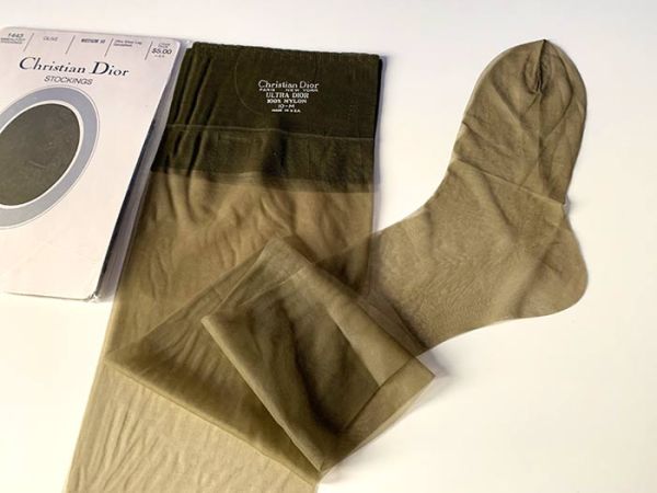 Dior Sandalfoot Vintage Nylonstrümpfe Olive Nylons US 10 M