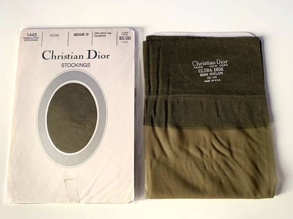 Dior Sandalfoot Vintage Nylonstrümpfe Olive Nylons US 10 M