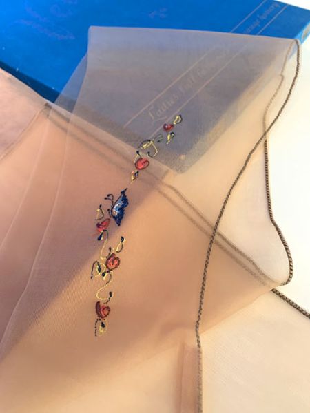 Veitel handbemalte Schmetterling Vintage Nylonstrümpfe US 10,5 Lang