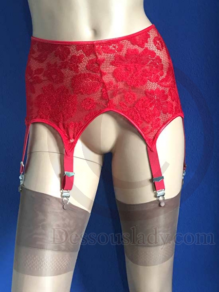 Roter Blumendesign Strumpfhalter mit 6 Haltern