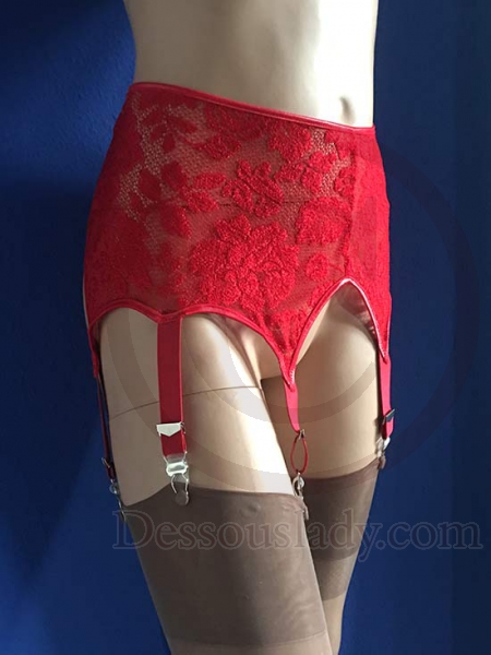 Roter Blumendesign Strumpfhalter mit 6 Haltern