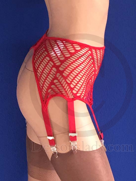 Red Net Garter Belt With 6 Garters