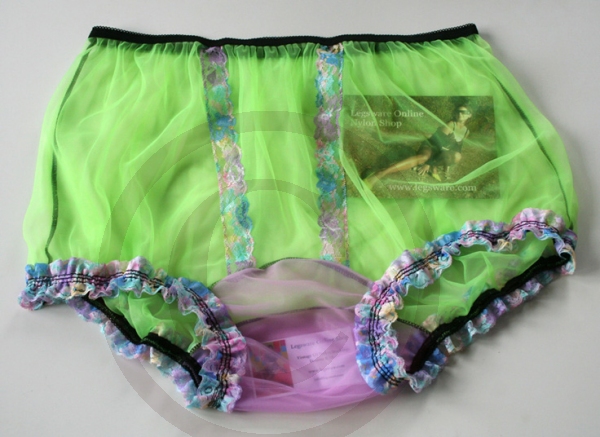 Retro Style Sissy Nylon Panty Neon Green 3XL
