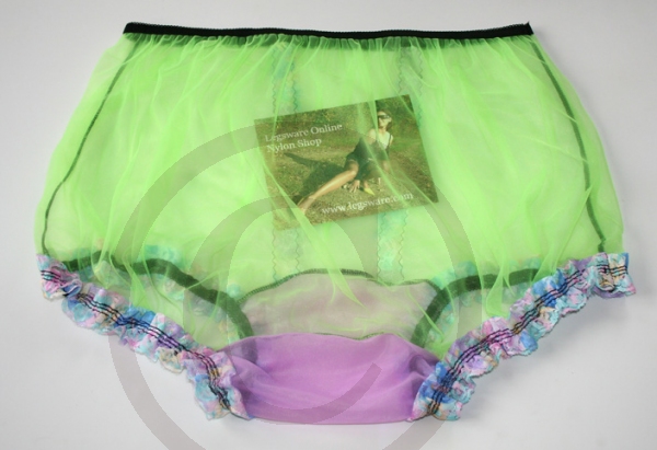 Retro Style Sissy Nylon Panty Neon Green 3XL