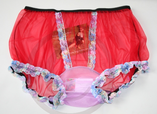 Retro Style Sissy Nylon Panty Hot Red 3XL