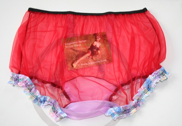 Retro Style Sissy Nylon Panty Hot Red 3XL
