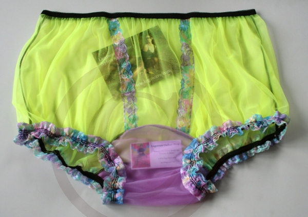 Retro Style Sissy Nylon Panty Neon Yellow 3XL