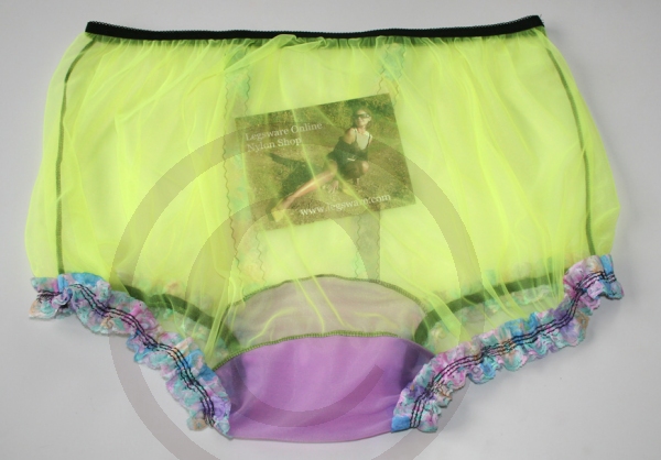 Retro Style Sissy Nylon Panty Neon Yellow 3XL