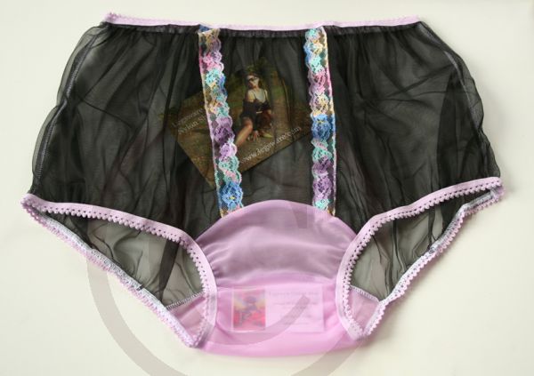 Vintage Style Black Sheer Nylon Panty Pin Up
