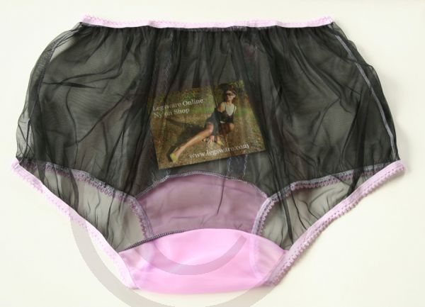 Vintage Style Black Sheer Nylon Panty Pin Up