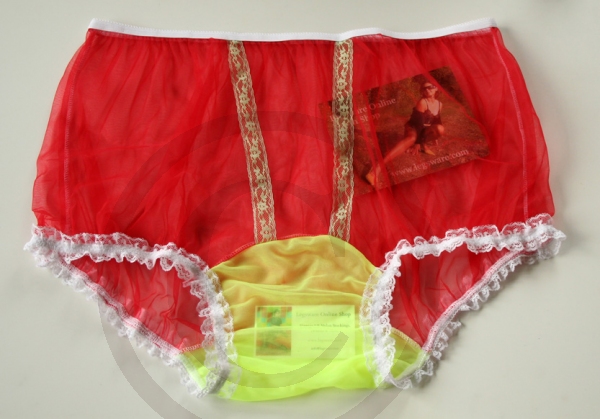 Red Sexy Sissy Style Nylon Panty Brief 3 XL