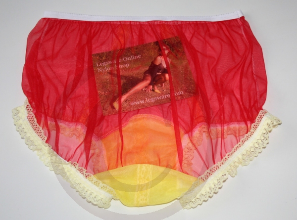 Vintage Style Red Sheer Nylon Panty Large