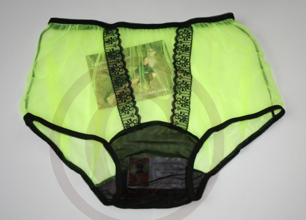 Pin Up Style Neon Green Nylon Panty Large