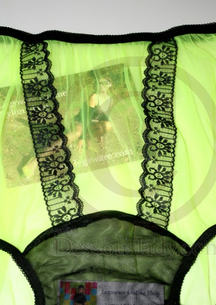 Pin Up Style Neon Green Nylon Panty Large