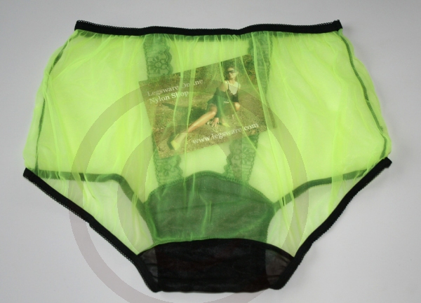 Pin Up Style Neon Green Nylon Panty Large