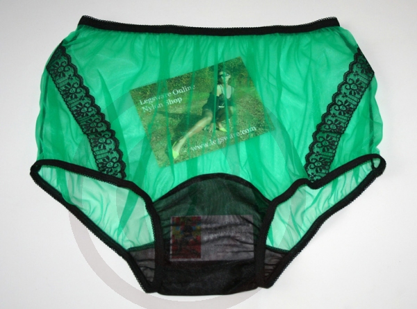 Vintage Style Green Nylon Panty Large