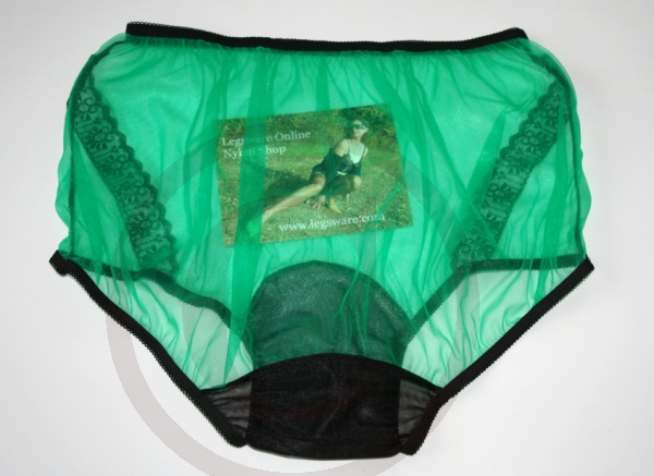 Vintage Style Green Nylon Panty Large
