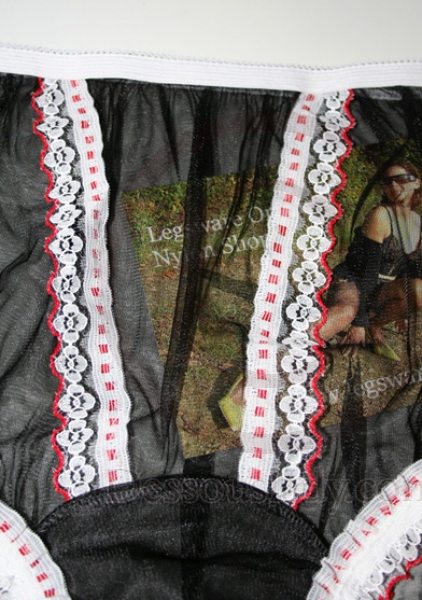 Vintage Look Sexy Black Nylon Panty Large