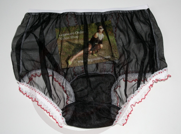 Vintage Look Sexy Black Nylon Panty Large