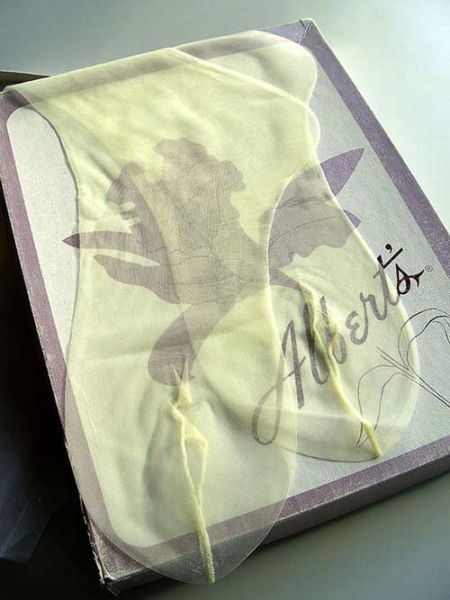 Alberts Barefoot Vintage Nylons Stockings Yellow