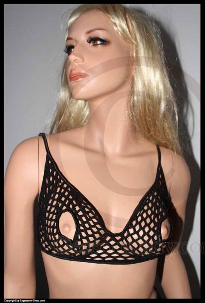 Waffle open black cup bra with adjustable straps