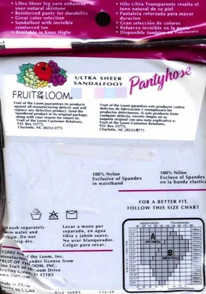 RUIT OF THE LOOM Vintage Pantyhose One Size
