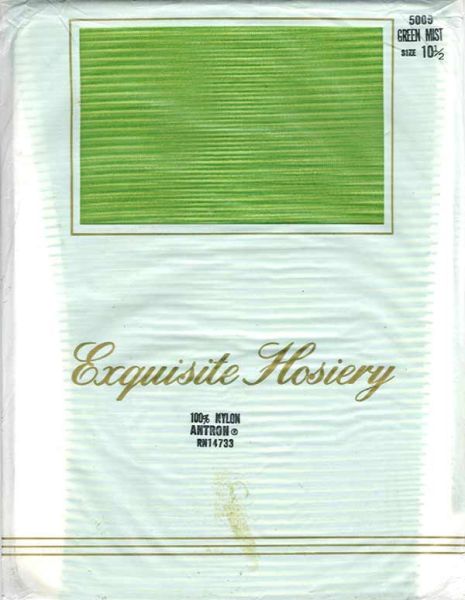 Exquisite Grün Gestreifte Vintage Nylonstrümpfe Nylons