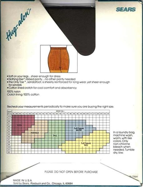 US Vintage Nylon Pantyhose ribbed panty RT Tall