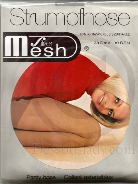 Silver Mesh Vintage Strumpfhose Nylons 48-50 XL
