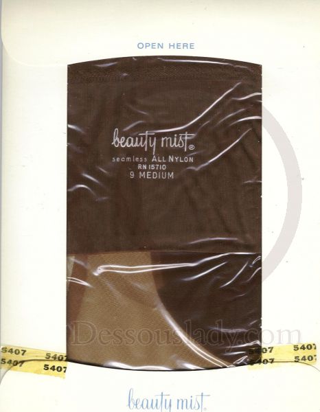 Beauty Mist Seamless Girdle Stockings Nylons US 9 M