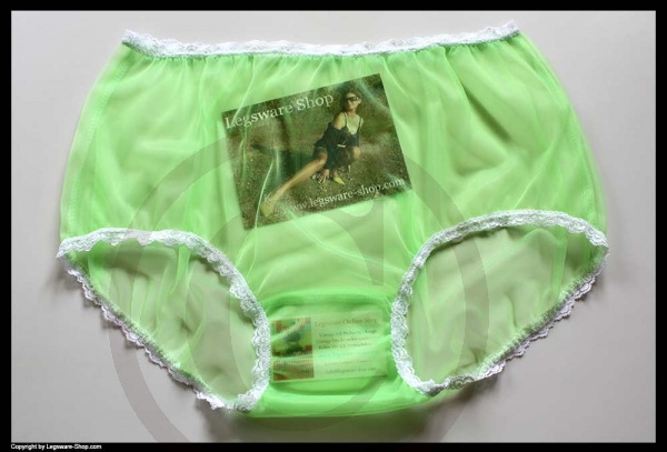 Sheer Vintage Style Green Nylon Panty Brief