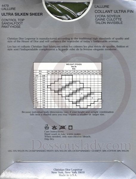 DIOR 4479 ALLURE PANTYHOSE Sandalfoot