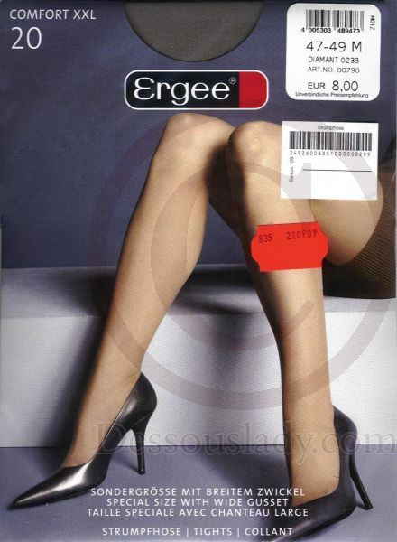 Ergee Nylon Pantyhose Tights Brown XXL