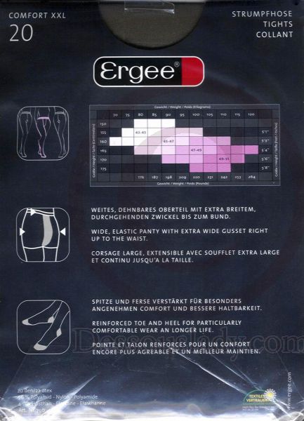 Ergee Nylon Pantyhose Tights Natur XXL