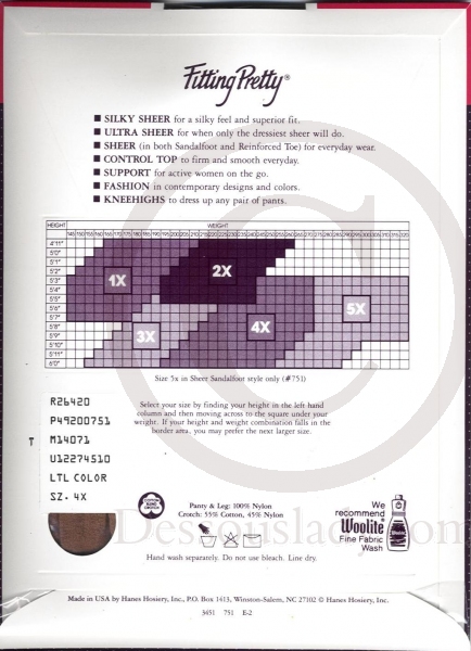 Hanes 751 Fitting Pretty Nylon Strumpfhose 4X