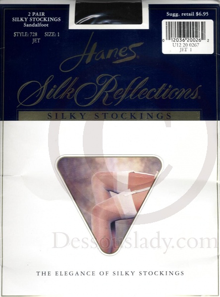 2 Paar Hanes Silk Nylonstrümpfe Sandal schwarz