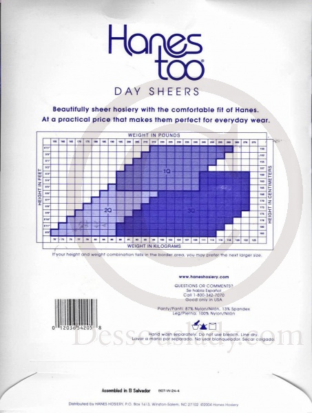 Hanes Too E55 RT US Pantyhose 1Q