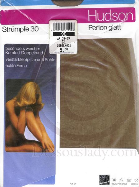 Hudson Perlon Glatt Feinstrümpfe Gr. 9,5