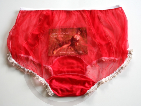 Rotes Sexy Retro Style Nylon Höschen XL