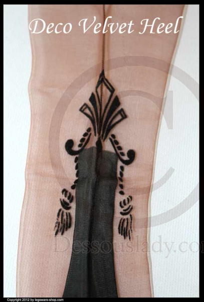 Amethyst Deco Velvet Heel Design Nahtnylonstrümpfe mit BOX