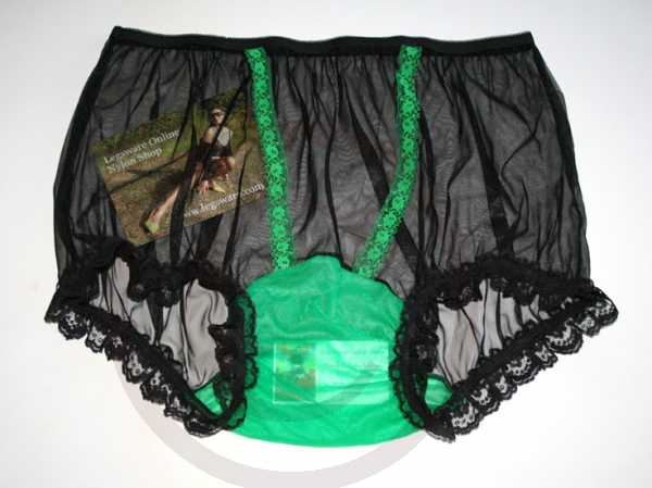 Nylon Höschen Schwarz Sexy Vintage Style Large
