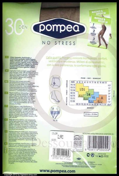 Pompea support Pantyhose Tights Nylons 30 Den
