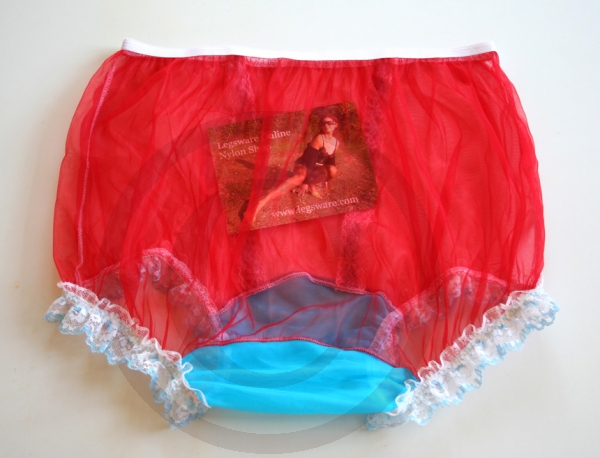 Reizvolles Pin Up Style Nylonhöschen Rot XL