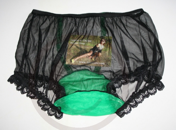 Nylon Höschen Schwarz Sexy Vintage Style Large