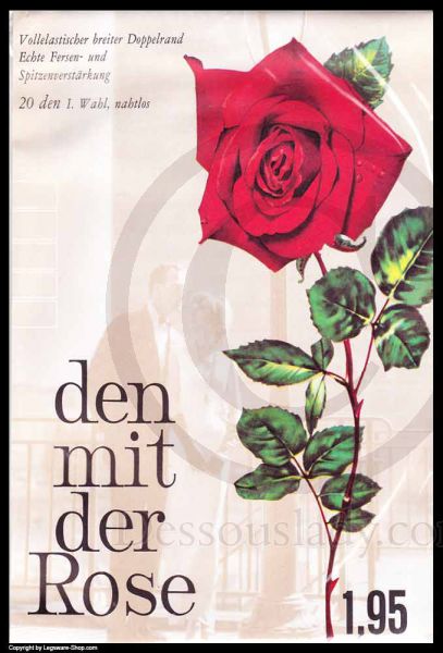 Den mit der Rose alte Damenstrümpfe Nylons 10 Lang