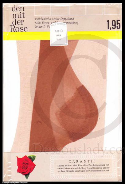 Den mit der Rose alte Damenstrümpfe Nylons 10 Lang
